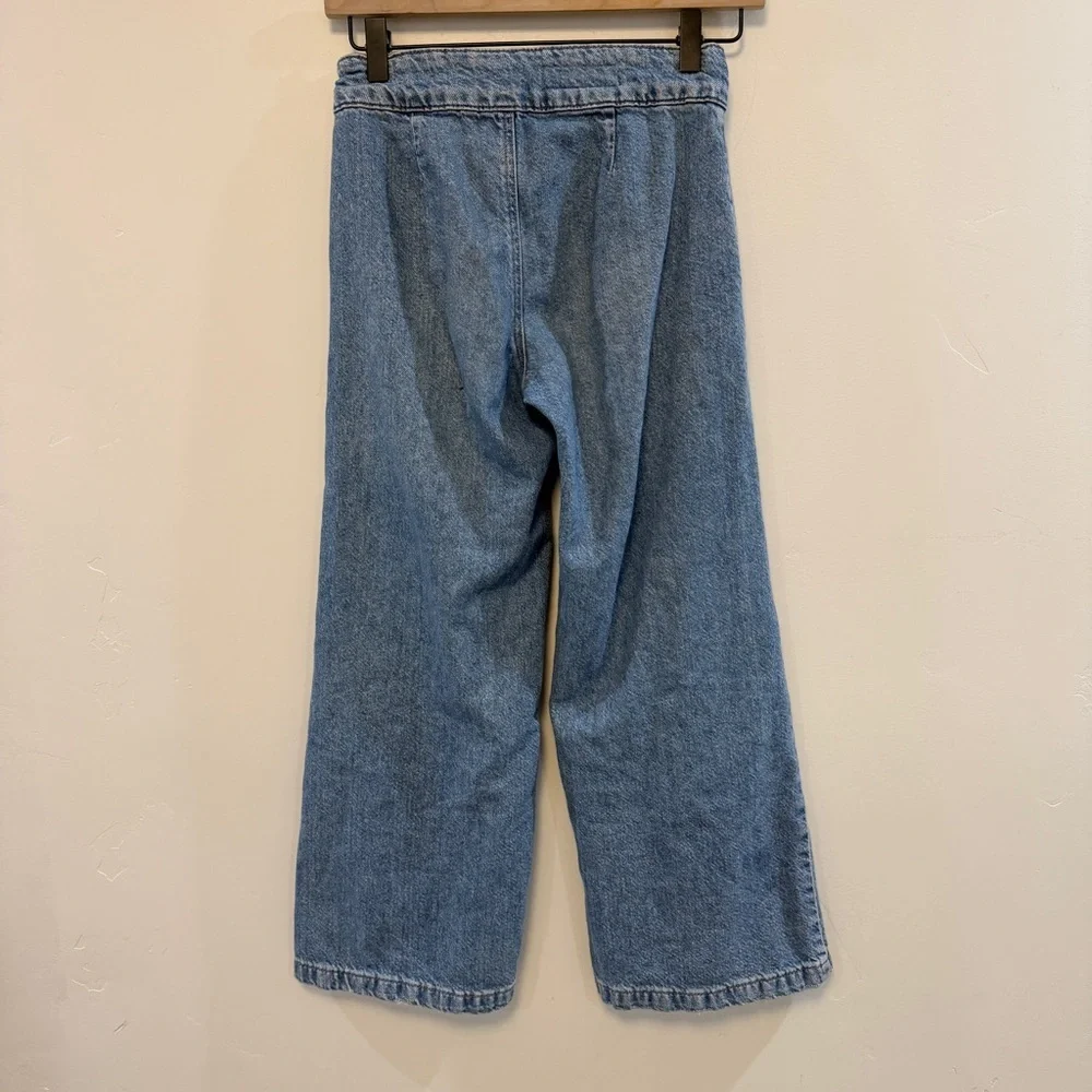 ZARA | Blue Pleated Wide-Leg Jeans